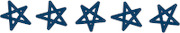 Five dark blue star icons in a row, with the last star appearing faded or crossed out, suggesting a rating or ranking graphic.