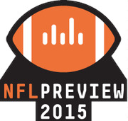 NFL Preview 2015 logo featuring a stylized football with a bar chart graphic inside, in orange and black.