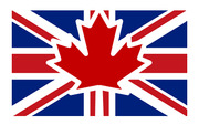 A hybrid flag combining the UK Union Jack with a Canadian maple leaf symbol overlaid in the center.