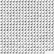 A repeating pattern of black and white arrow or paper-plane icons arranged in a grid, gradually changing orientation from top to bottom.