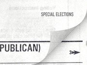 Editorial illustration showing a curling page corner revealing text about Special Elections and Republican, used as decorative article art.