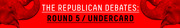 Red banner graphic with two elephant silhouettes and bold text reading The Republican Debates: Round 5 / Undercard
