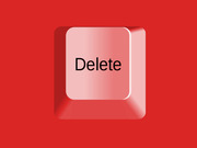 Illustration of a pink Delete keyboard key on a red background, used as editorial art.