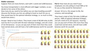 FiveThirtyEight Riddler extension graphic explaining a banana-transport puzzle with a line chart of miles vs number of farmers and camel-rider icon arrays showing answers of 9 and 42 hired farmers.