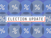 Decorative FiveThirtyEight Election Update header graphic with repeated percentage signs on a blue geometric background and a central text box reading Election Update.