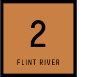 Numbered tile showing 2 and the label Flint River, likely part of a ranked list of rivers or waterways.