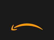 The Amazon logo arrow smile graphic in orange on a dark background, showing only the curved arrow element of the Amazon brand mark.