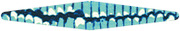 Abstract elongated oval shape with dark blue and teal pattern resembling a decorative or editorial illustration.