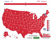 User-generated 270toWin electoral college map showing Republicans winning 532 electoral votes to Democrats' 6, with nearly all states colored red except Vermont and DC.