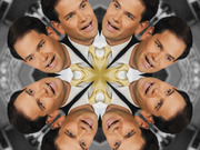 Kaleidoscopic editorial illustration showing a man in a suit and gold tie repeated in a symmetrical mirror pattern.