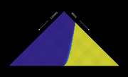 A triangular icon-grid infographic split into blue (losses) and yellow (wins) sections, illustrating a win-loss comparison using filled squares.