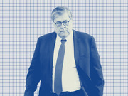 Blue-tinted editorial illustration of a man in a suit and tie standing against a grid-patterned background, styled in FiveThirtyEight's signature duotone blue.
