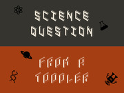 Decorative editorial illustration with LEGO-style block lettering reading Science Question From A Toddler, with science-themed icons on a two-tone background.