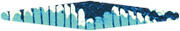 Abstract horizontal illustration featuring blue and teal vertical bar-like shapes resembling a stylized cityscape or data visualization in cool tones.