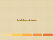 Decorative title card reading Confidence Interval on a grid-paper background with a row of color swatches ranging from pale yellow to orange-red at the bottom.