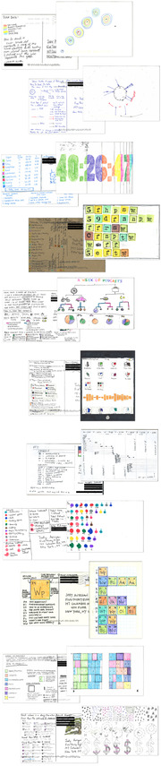 A collage of multiple hand-drawn data visualizations, sketches, notes, and infographics submitted as reader responses to FiveThirtyEight.