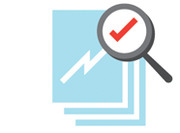 Illustration of stacked documents with a lightning bolt icon and a magnifying glass showing a red checkmark.