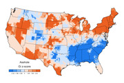 US county-level choropleth map showing Gi z-scores for the word Asshole, with blue clusters in the Southeast and orange-red clusters in the Northeast and parts of the West.