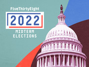 FiveThirtyEight branded editorial illustration for the 2022 Midterm Elections featuring the US Capitol dome with colorful geometric shapes.