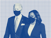 Blue-tinted editorial illustration of two masked political figures against a grid background, styled in FiveThirtyEight's signature graphic treatment.