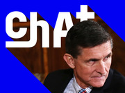 Editorial graphic with bold blue background showing a photo of a man in a suit overlaid with large white text reading ChA+
