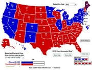 2012 US Electoral College map showing states colored blue for Obama with 269 electoral votes and red for Republican with 269 electoral votes, user-generated on 270toWin.