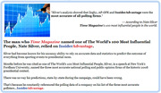 Promotional editorial graphic quoting Time Magazine naming Nate Silver one of the world's 100 most influential people and highlighting his reliance on InsiderAdvantage polling data.