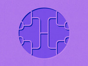 Abstract purple illustration of interlocking puzzle pieces arranged in a circle on a purple background.