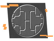 Stylized editorial illustration showing a circular tournament bracket diagram with orange lightning bolt accents on a dark background.