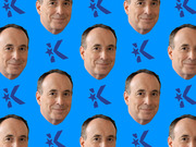 Repeating pattern of a smiling man's face against a bright blue background with FiveThirtyEight logo icons.
