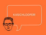 Editorial cartoon of a illustrated face with glasses and a speech bubble saying KASICHLOOPER! on an orange background.