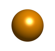 A 3D rendered golden sphere with a bright specular highlight on a white background.