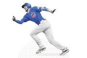 Edited photo illustration of a Chicago Cubs baseball player running, overlaid on a faint grid graphic, used as editorial art.