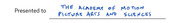 Handwritten text in blue reading 'The Academy of Motion Picture Arts and Sciences' next to printed 'Presented to' label.