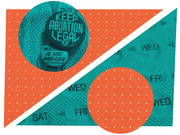 Editorial illustration combining a pro-choice button reading Keep Abortion Legal with a birth control pill pack, rendered in teal and orange tones.
