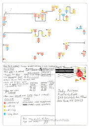Hand-drawn postcard infographic tracking when and how the creator listened to podcasts in March, with a legend explaining colors for posture and bar types for headphones vs speakers.