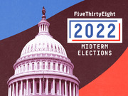 FiveThirtyEight 2022 Midterm Elections branded editorial graphic featuring the US Capitol dome with blue, red, and dark background design.