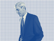 Blue-tinted editorial illustration of a man in a suit and tie looking downward, set against a grid-paper background.