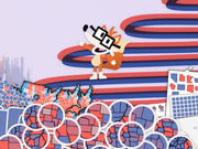 Illustrated FiveThirtyEight fox mascot wearing glasses surrounded by red and blue election maps, charts, and data visualizations in a collage style.