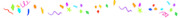 A decorative horizontal border of colorful confetti, balloons, streamers, and party elements in various bright colors.