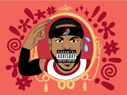 Cartoon illustration of a Portland Trail Blazers player with a Parental Advisory sticker over his mouth, surrounded by profanity symbols on a red background.