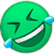 A green laughing emoji with tears of joy, rendered in a cartoon style with exaggerated expression.