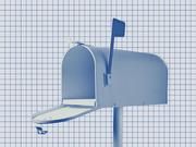 Blue-tinted illustration of an open mailbox with flag raised, set against a grid-paper background, used as editorial art.