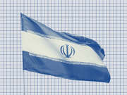 Blue-tinted photo of the Iranian flag waving on a pole against a grid-patterned background, styled in FiveThirtyEight's editorial aesthetic.