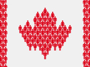 Red human figure icons arranged to form a maple leaf shape on a white background, resembling the Canadian flag.