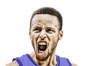 Stylized editorial illustration of a basketball player in a blue jersey shouting with an intense expression, on a white background.