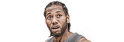 Stylized editorial illustration of an NBA basketball player with braided hair and a gray jersey against a white background with paint splatter effects.
