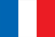 The flag of France featuring three vertical stripes in blue, white, and red.