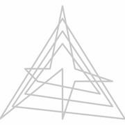 Abstract decorative illustration of overlapping triangular geometric shapes in light gray, resembling a stylized mountain or tree form.