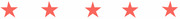 Five coral-red stars arranged in a horizontal row on a white background.